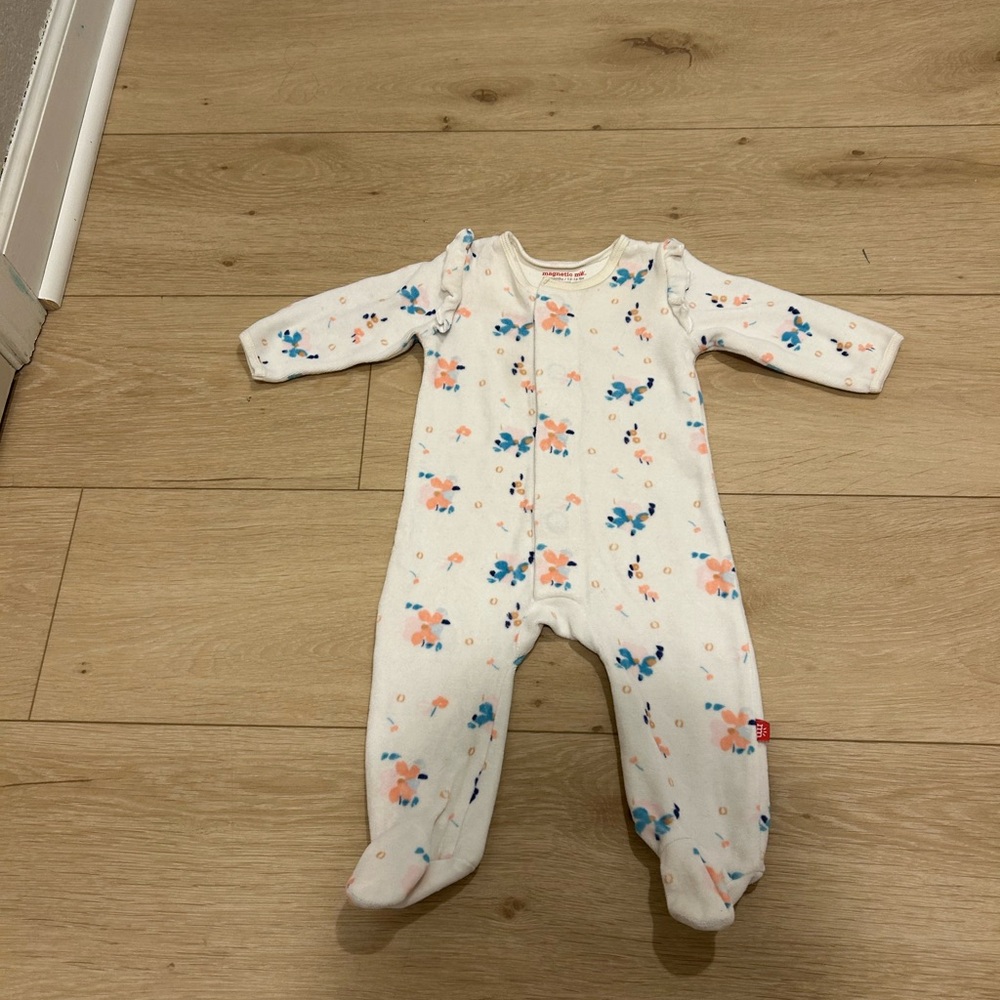 Magnetic Me Floral Kids One Piece - White and Blue
